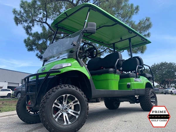Light Green Elite EV 6 Passenger Lifted Golf Cart affordable golf cart rental, golf cart rent kentucky