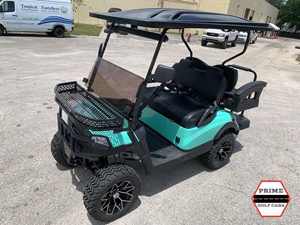 Mint Aluma 4 Passenger Lifted Golf Cart affordable golf cart rental, golf cart rent kentucky