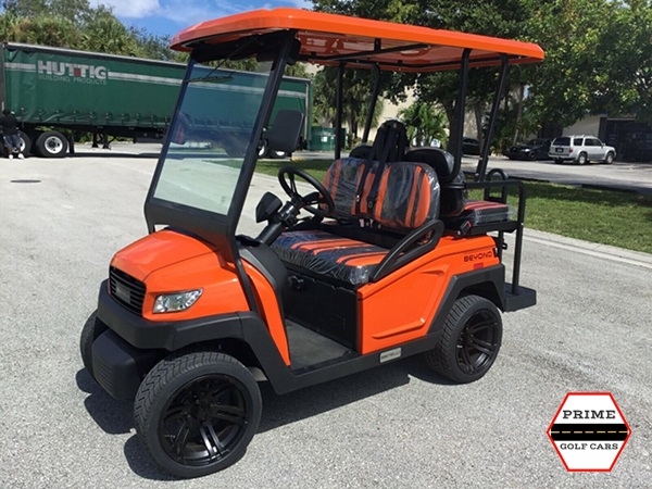 Orange Bintelli Beyond 4 Passenger Golf Cart affordable golf cart rental, golf cart rent kentucky