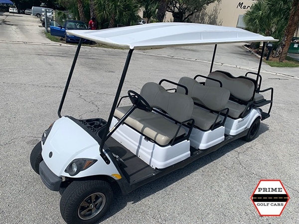 White 8 Passenger Yamaha Golf Cart affordable golf cart rental, golf cart rent kentucky