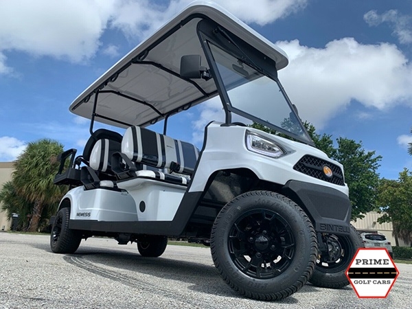 White Bintelli Nemesis 6 Passenger Golf Cart affordable golf cart rental, golf cart rent kentucky