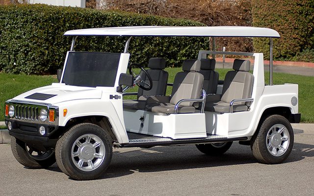 White Hummer Limo Golf Cart affordable golf cart rental, golf cart rent kentucky